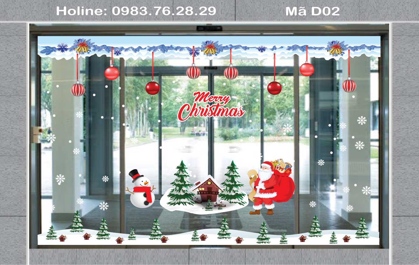 Trang trí Noel trên cửa kính đẹp nhất 2022 Mã- D02